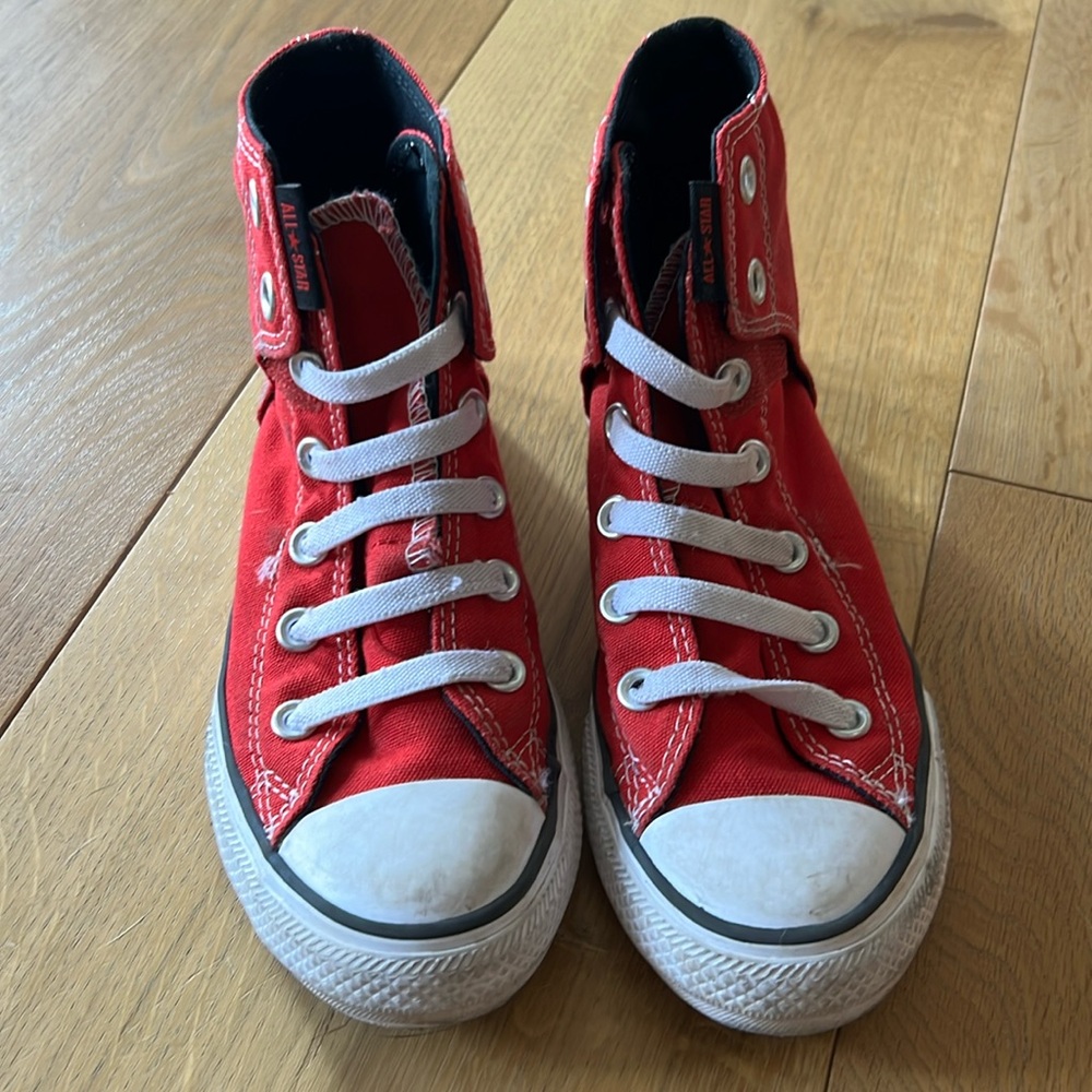 Kids red converse with Velcro sides